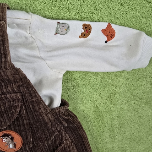 NWOT 3M Boys 2P Brown Corduroy Overalls Le Top -]0 Forest Friends !00% cotton - Picture 3 of 4
